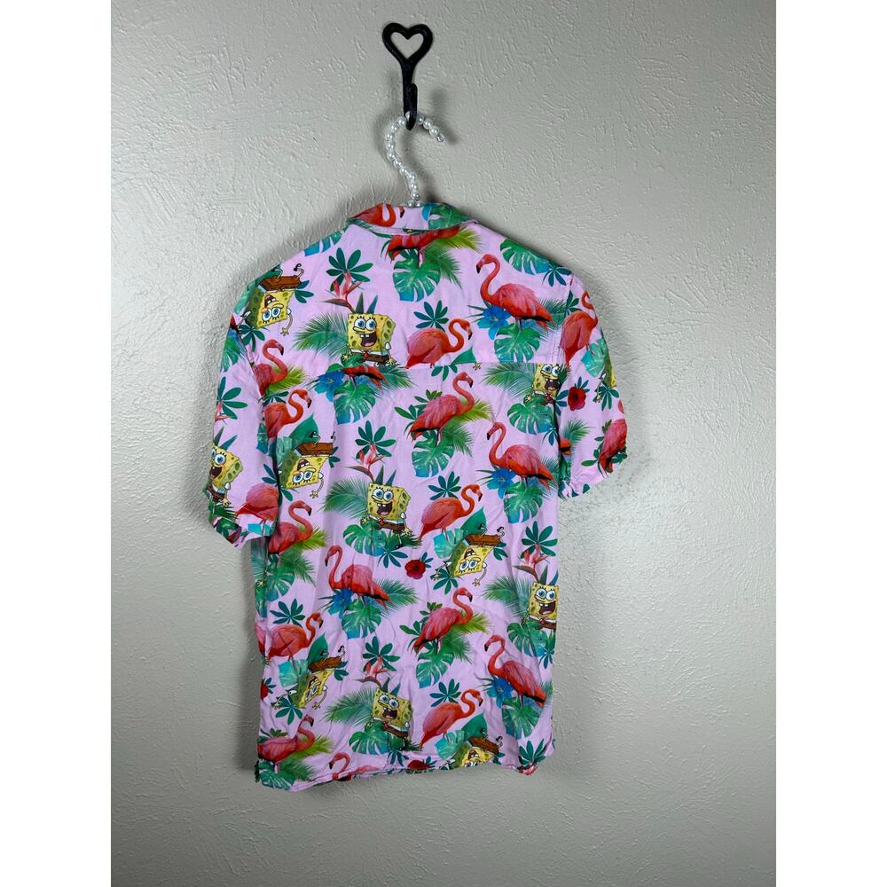 H&M Men’s Size XS Shirt SpongeBob SquarePants Button Front Tropical Hawaiian Top - Picture 6 of 8